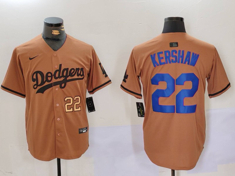 Men Los Angeles Dodgers #22 Kershaw army green joint name 2024 Nike MLB Jersey style 5
